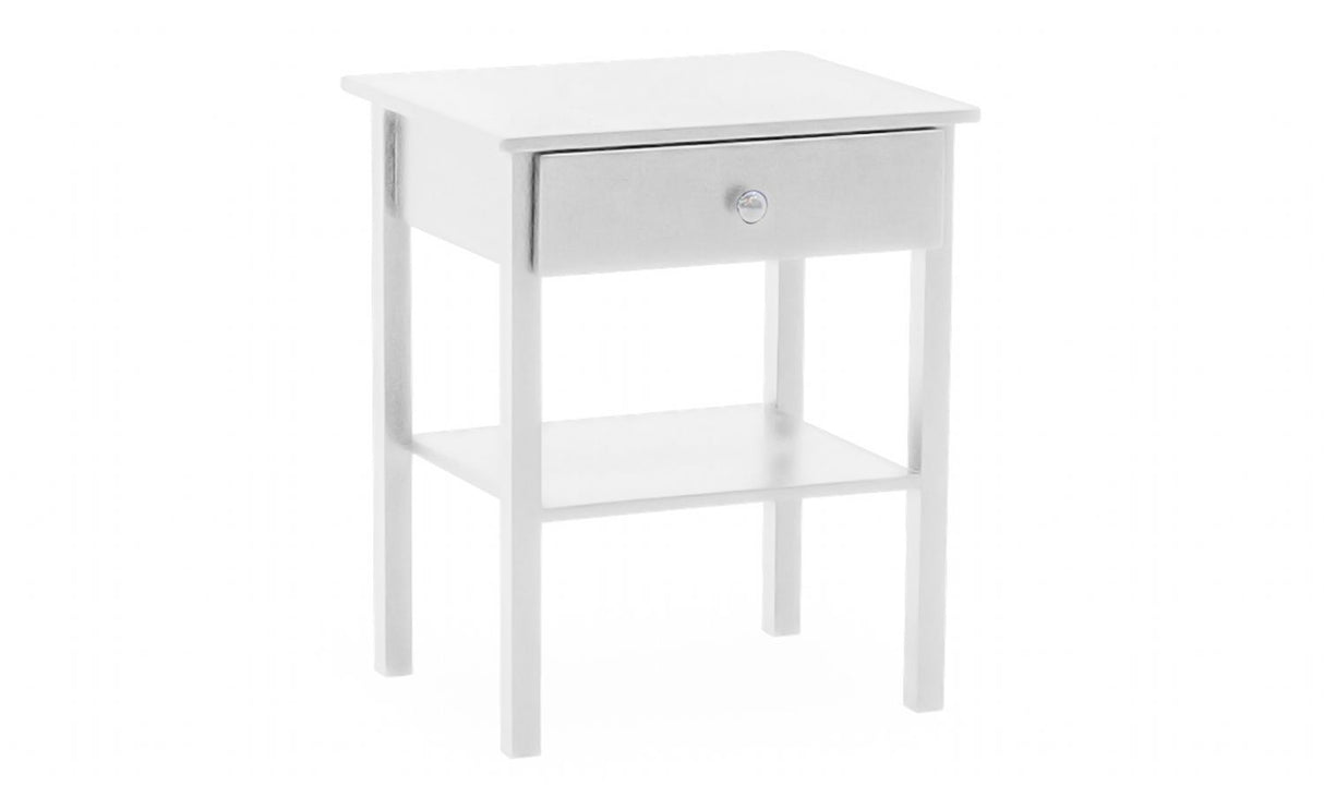 White Painted 1 Drawer 1 Shelf Bedside Table Cabinet