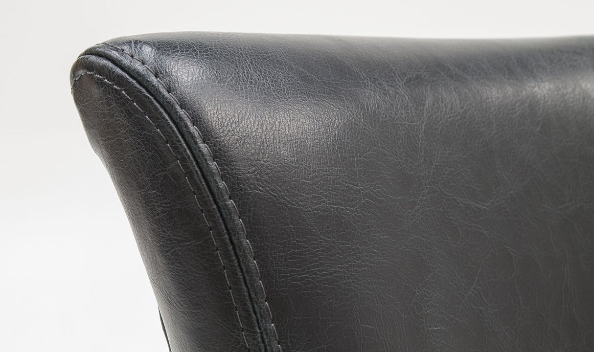 Blue Leather Dining Chair Oak Legs