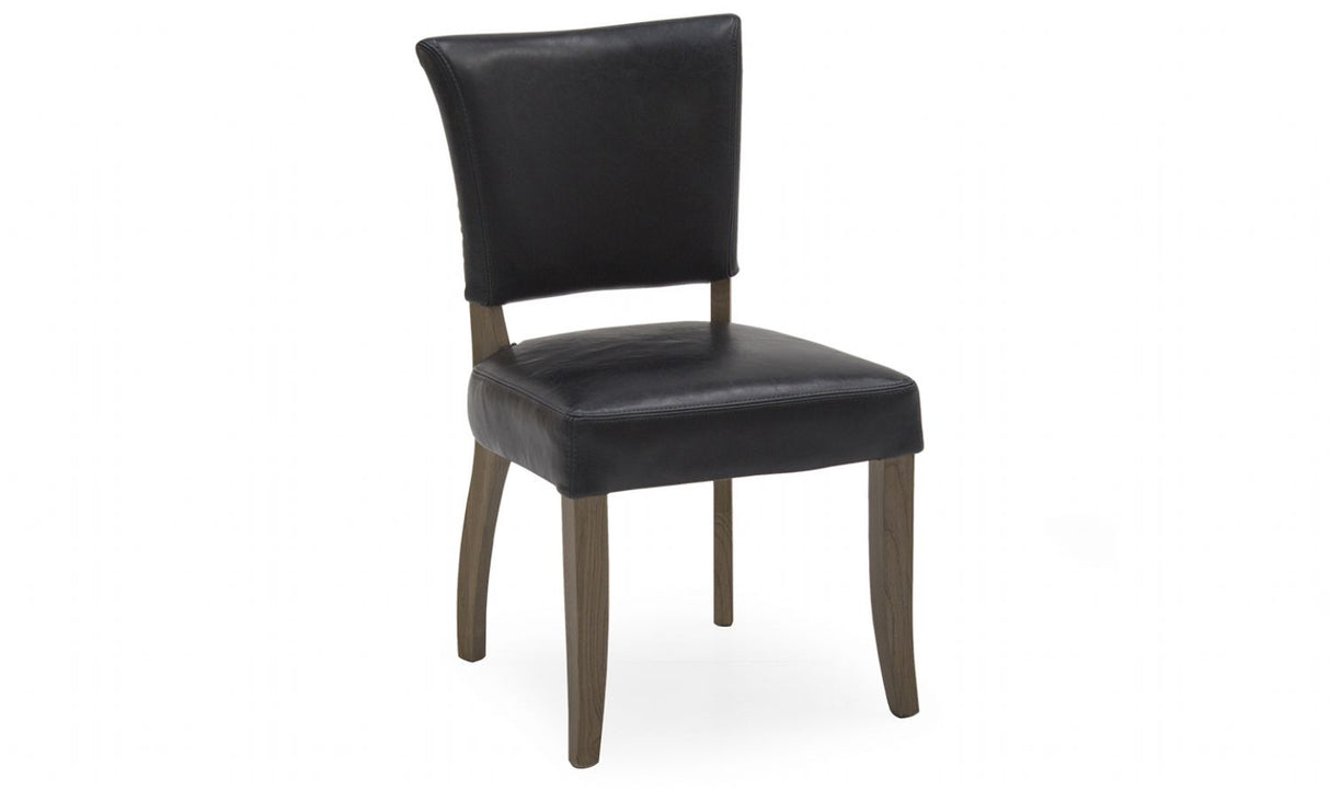 Blue Leather Dining Chair Oak Legs