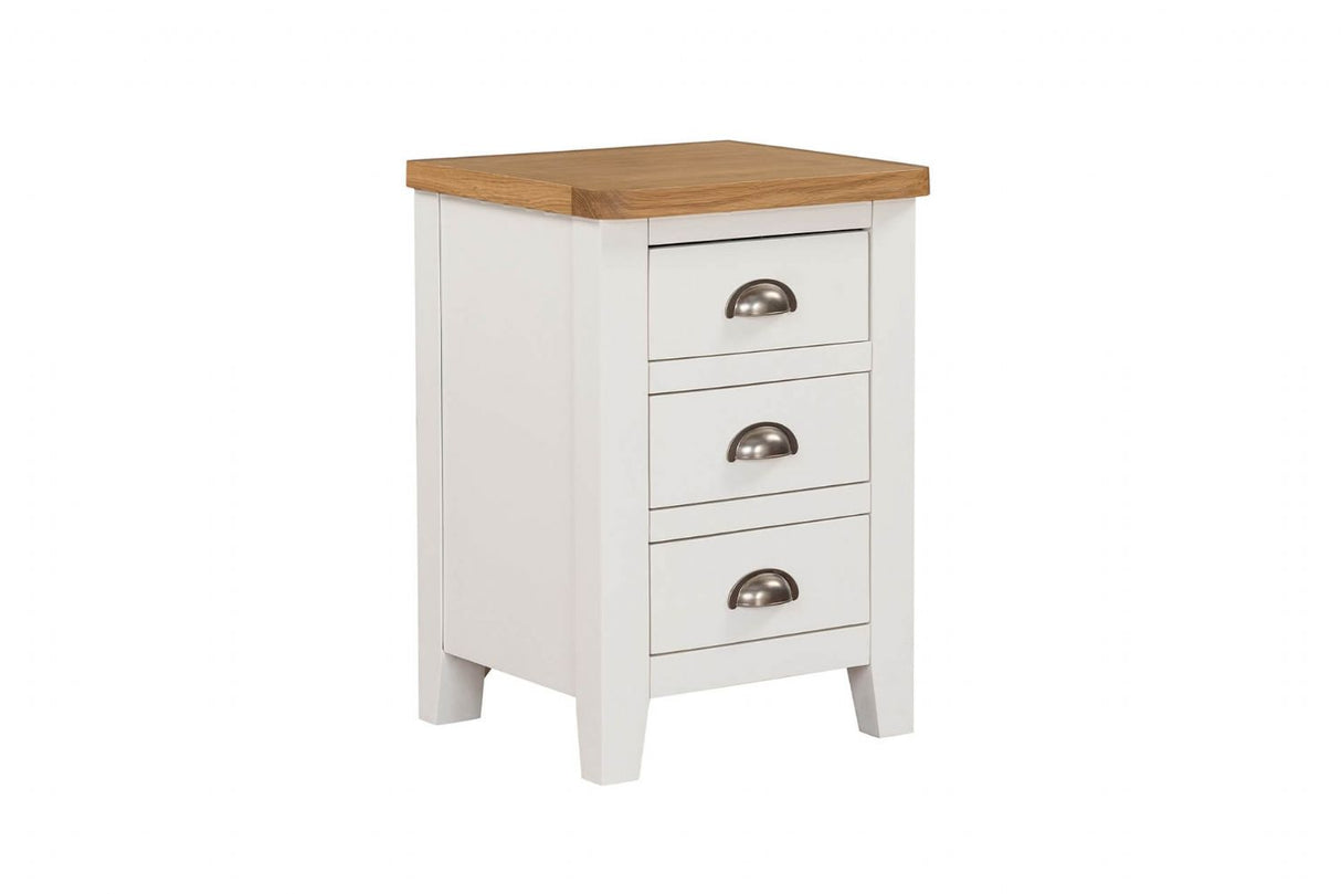Cashmere Wood 3 Drawer Bedside Table with Oak Top