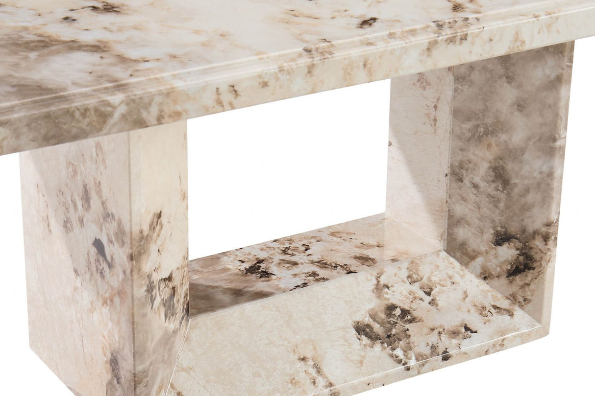 Mocha High Gloss Marble Rectangular Coffee Table