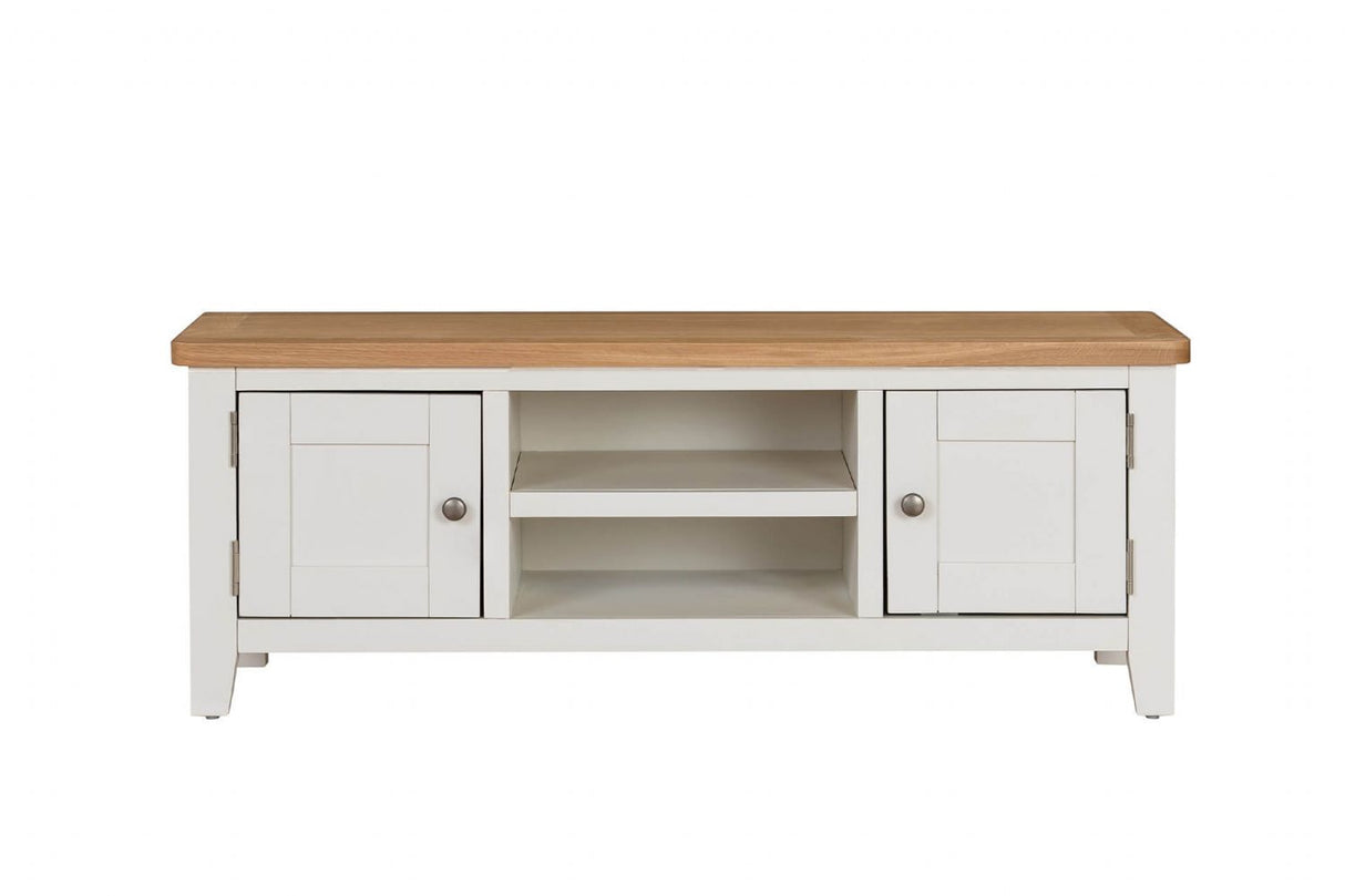 Cashmere Wooden 2 Door Large TV Unit Oak Top