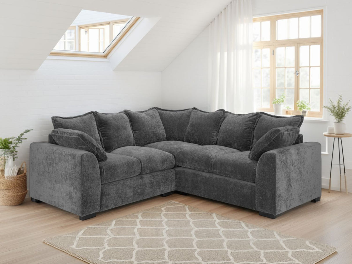 Grey Fabric Large Scatter Back Corner Sofa Group