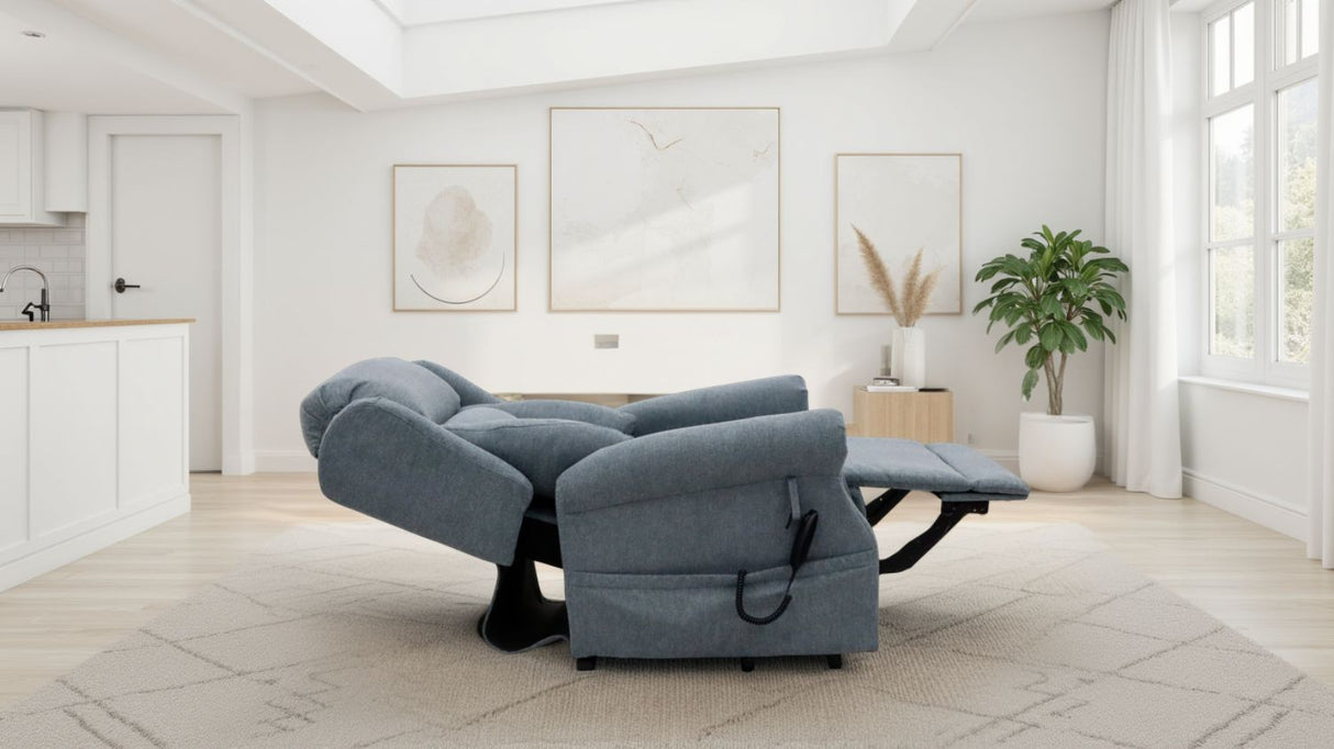 Beige Fabric Lift And Rise Electric Recline Chair