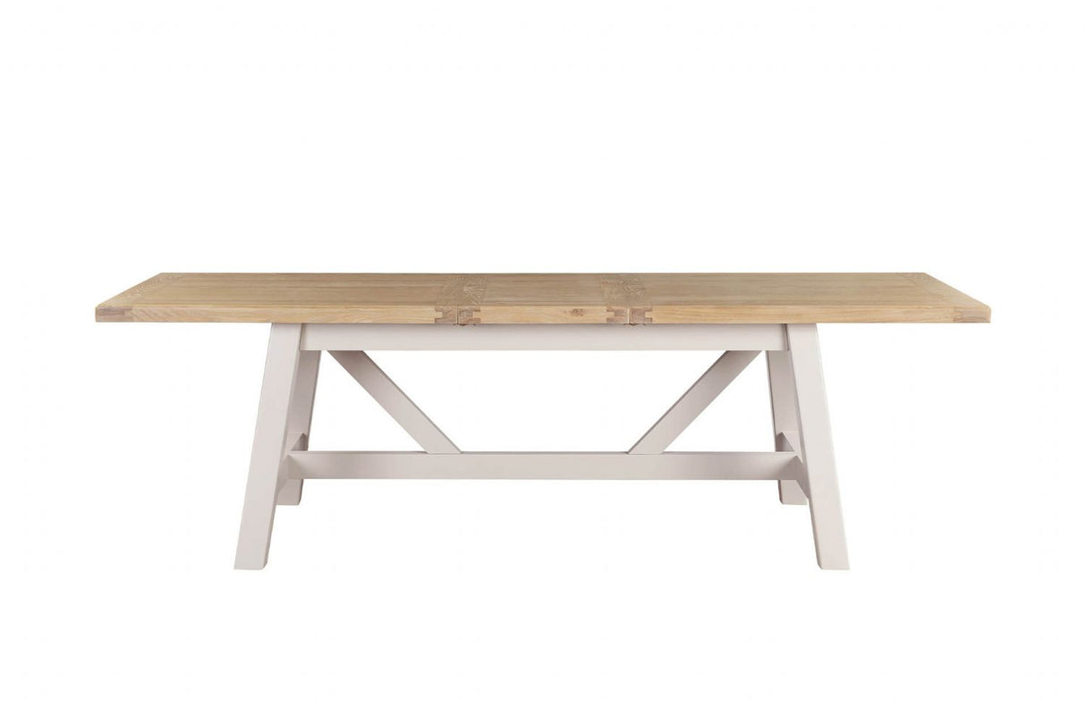Taupe Wooden Oak Top Refectory Large Extending Dining Table