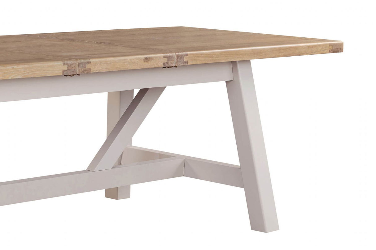 Taupe Wooden Oak Top Refectory Large Extending Dining Table