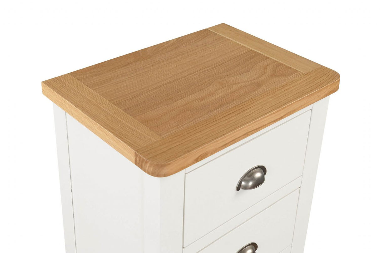 Cashmere Wooden 5 Drawer Narrow Tallboy with Oak Top