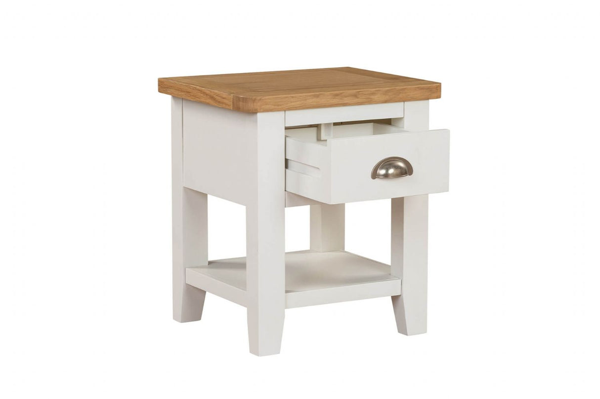 Cashmere Wooden 1 Drawer Lamp Table with Oak Top