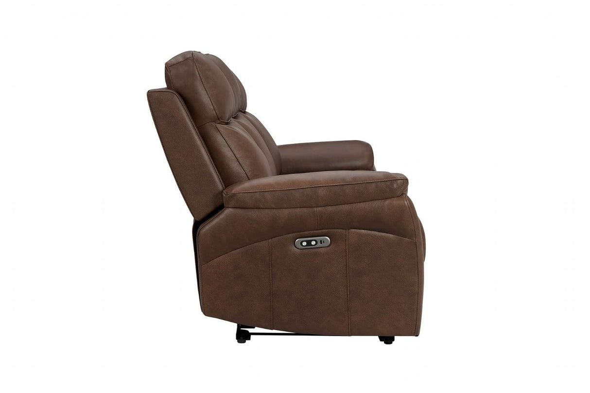 Brown Leather 3 Seater Electric Recliner Sofa