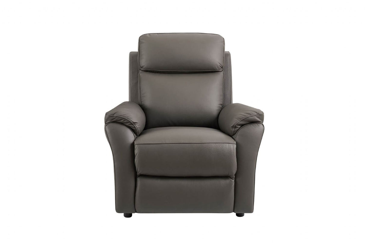 Truffle Leather Single Seater Sofa with Padded Armrests