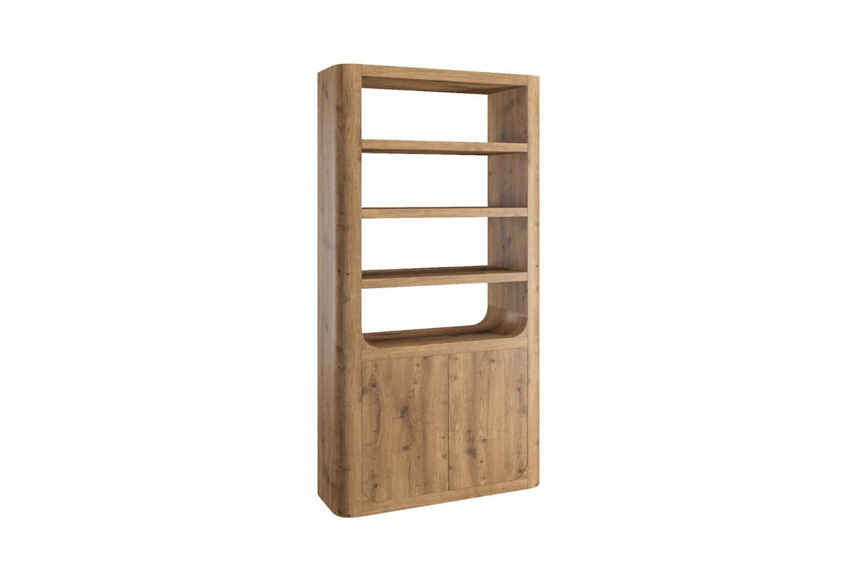 Cashew Rustic Oak Tall Bookcase Cabinet