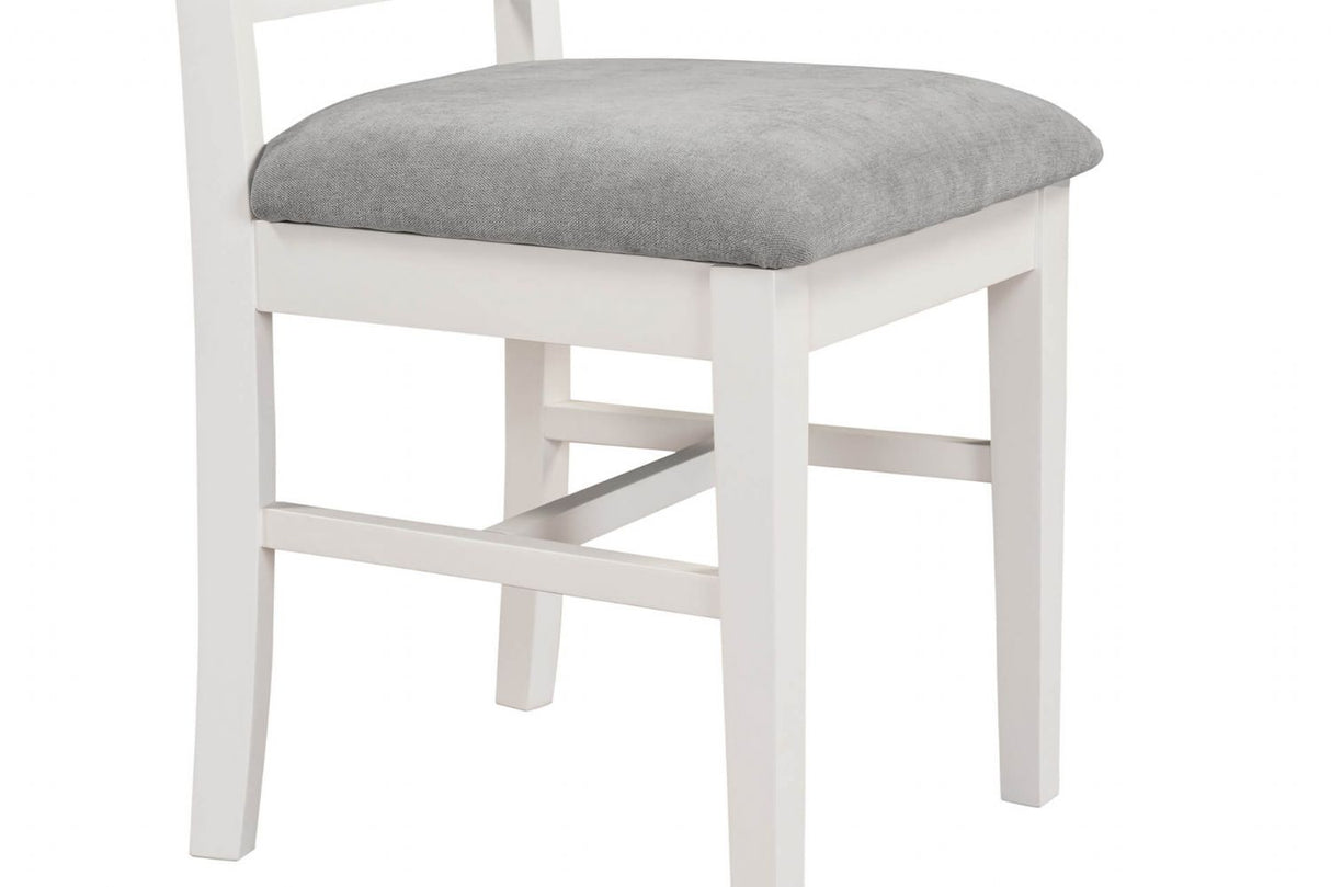 Cashmere Wooden Dining Chair Grey Fabric Padded Seat