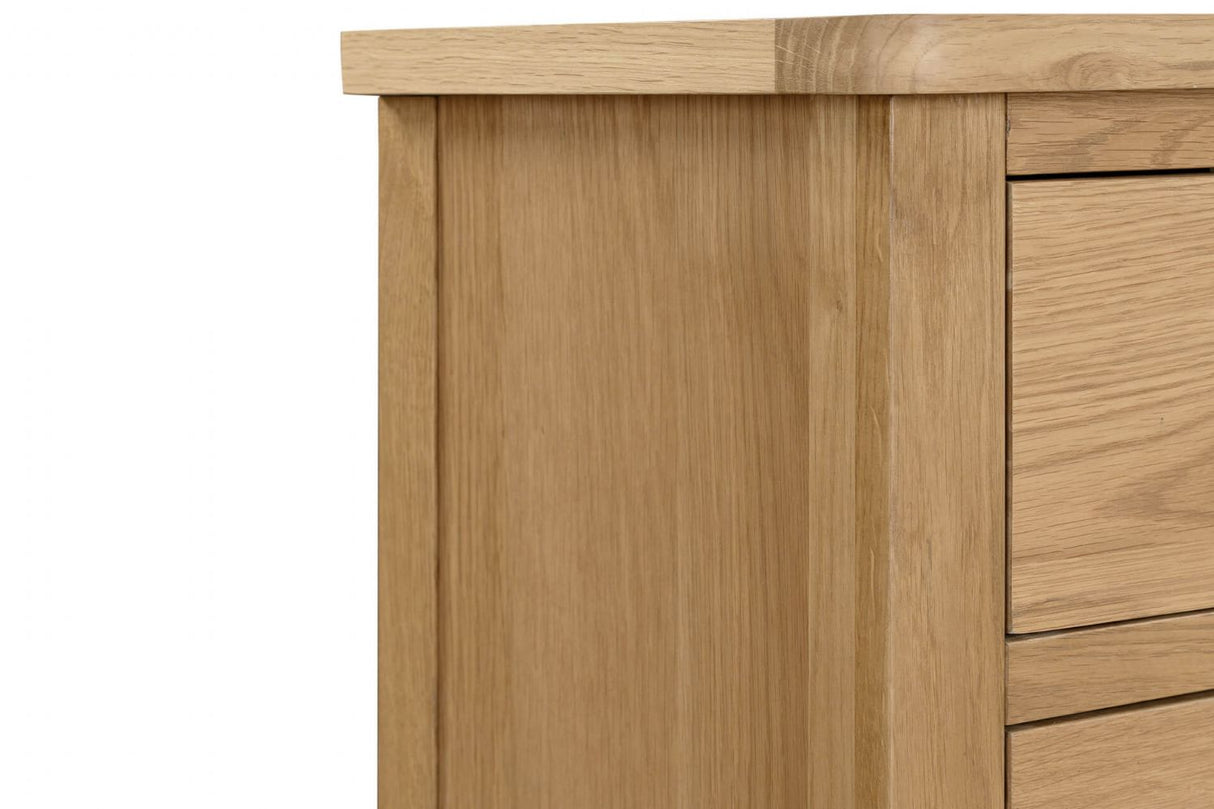 Natural Oak Narrow Chest of 5 Drawers Tallboy