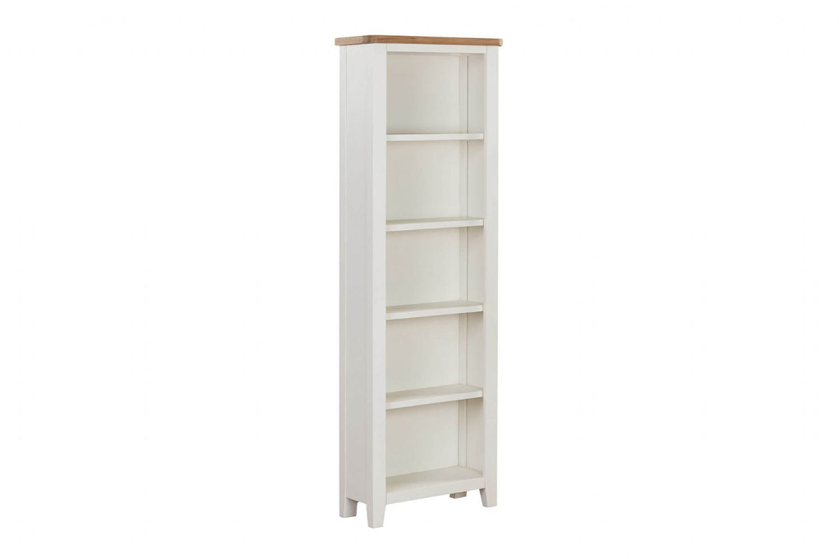 Cashmere Wooden Tall Narrow Open Bookcase Oak Top