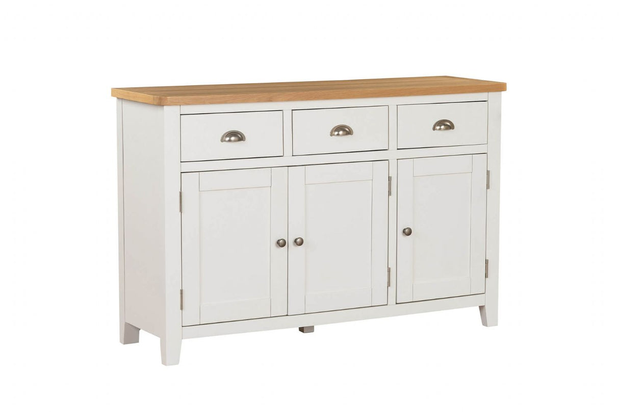 Cashmere Wooden 3 Door 3 Drawer Wide Sideboard Oak Top