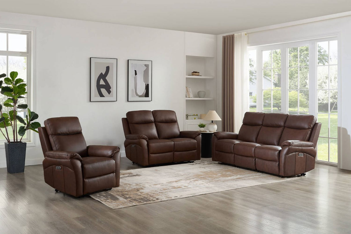 Brown Leather Upholstered Electric Recliner Chair