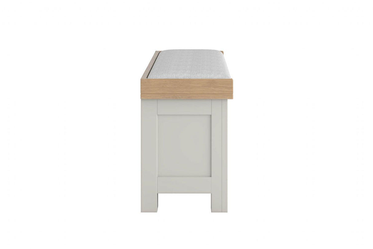 Grey Wooden Bench with 3 Storage Baskets and Fabric Seat Pad
