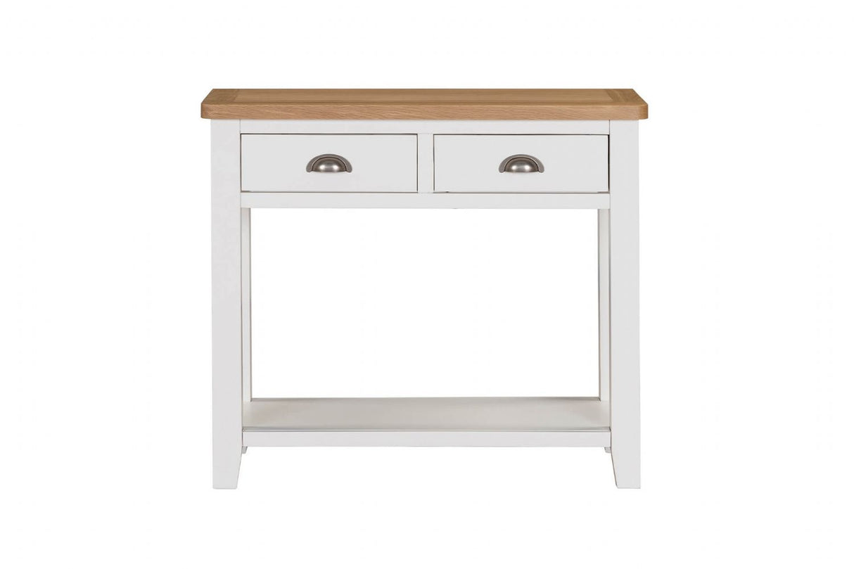 Cashmere Wooden 2 Drawer Console Table Oak Top