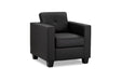Black Leather Effect Boxy Shape Armchair Dark Wooden Feet