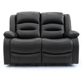 Black Leather Effect 2 Seater Electric Recliner Sofa