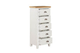 Cashmere Wooden 5 Drawer Narrow Tallboy with Oak Top