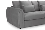 Grey Velvet Corner Group Sofa Right Hand Facing