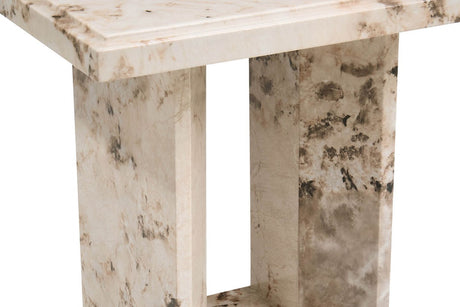 Mocha Gloss Finish Marble Square Lamp Table