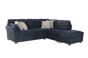 Navy Blue Fabric Right Hand Facing Corner Group Sofa