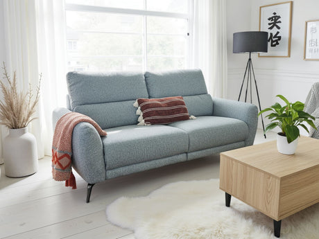 Grey Fabric 3 Seater Full Back Electric Recliner Sofa