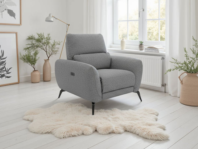 Grey Fabric Full Back Electric Recliner Armchair