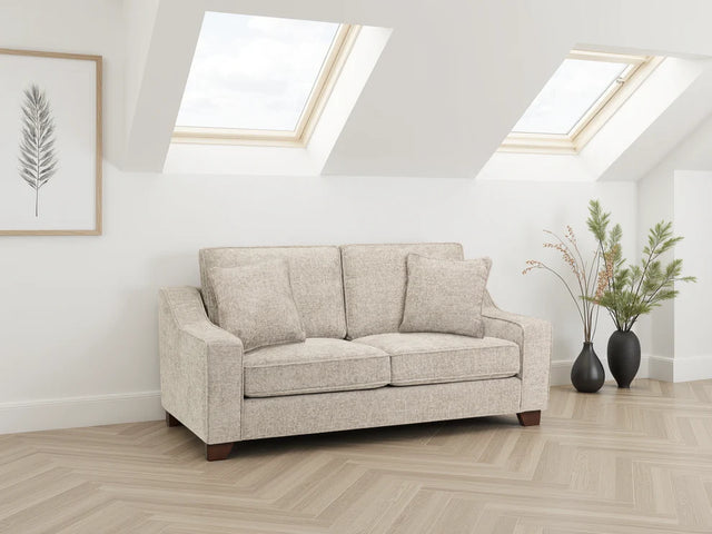 Stone Fabric Standard Back 3 Seater Sofa