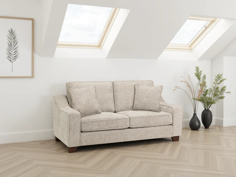 Stone Fabric Standard Back 3 Seater Sofa