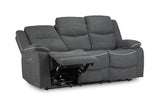 Grey Fabric 3 Seater High Back Electric Recliner Sofa