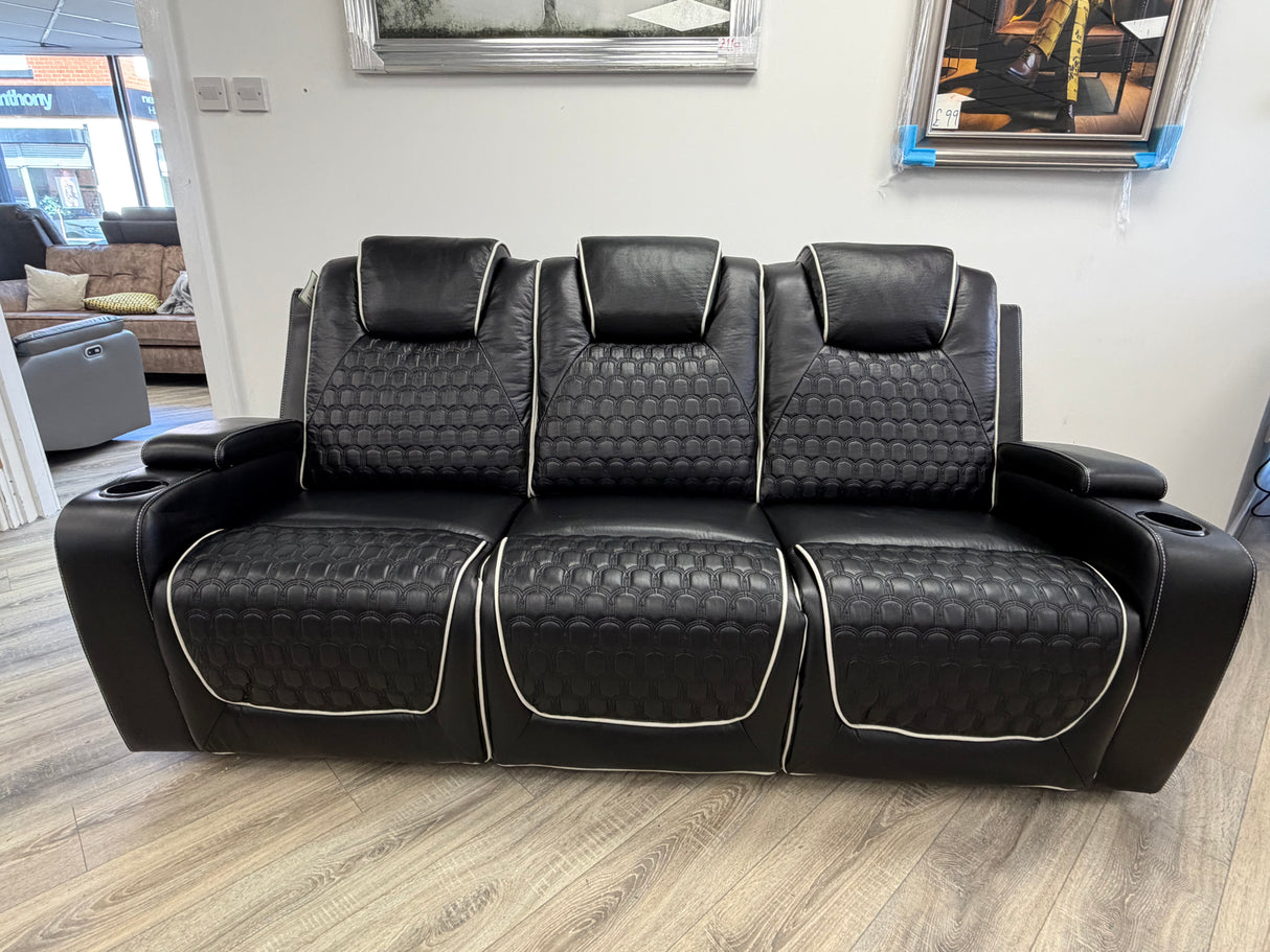 Madrid Leather Electric Recliner Sofa Set With Cupholders and Speakers – 3+2 Seater Sofa Set