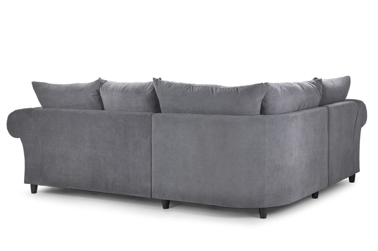 Grey Fabric Buttoned Left Hand Facing Fullback Corner Sofa