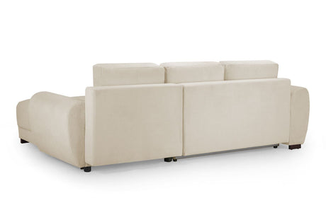 Cream Fabric Large Convertable Corner Sofabed with Storage