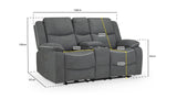 Graphite Fabric 2 Seater Electric Recliner Sofa