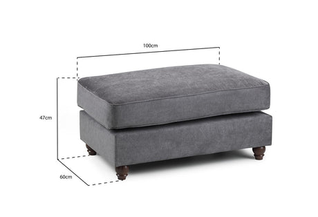 Grey Fabric Foam Filled Cushion Top Footstool