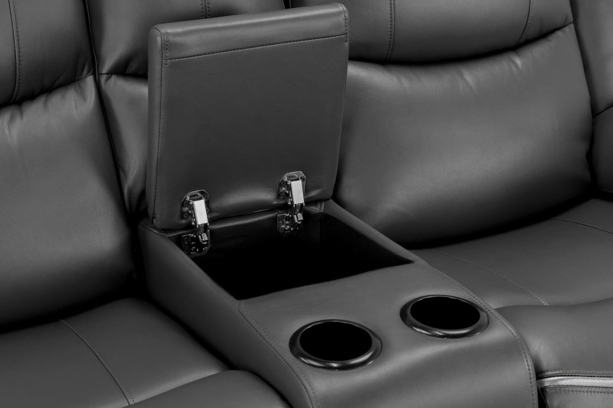 Black Leather 2 Seater High Back Electric Recliner Sofa