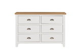 Cashmere Wooden 6 Drawer Dressing Chest with Oak Top