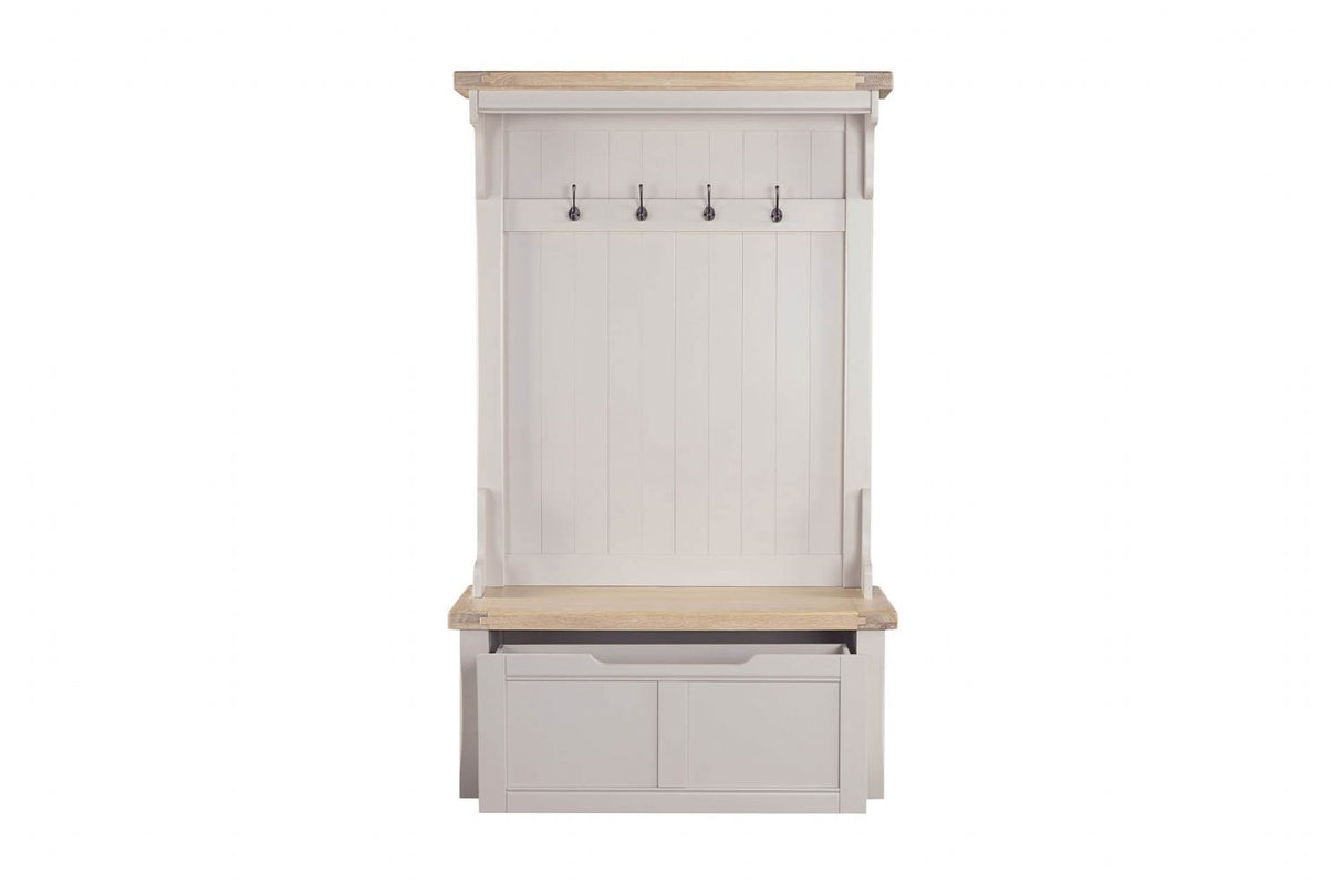 Taupe Wooden Hall Stand with 4 Hooks Washed Oak Top