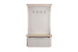 Taupe Wooden Hall Stand with 4 Hooks Washed Oak Top