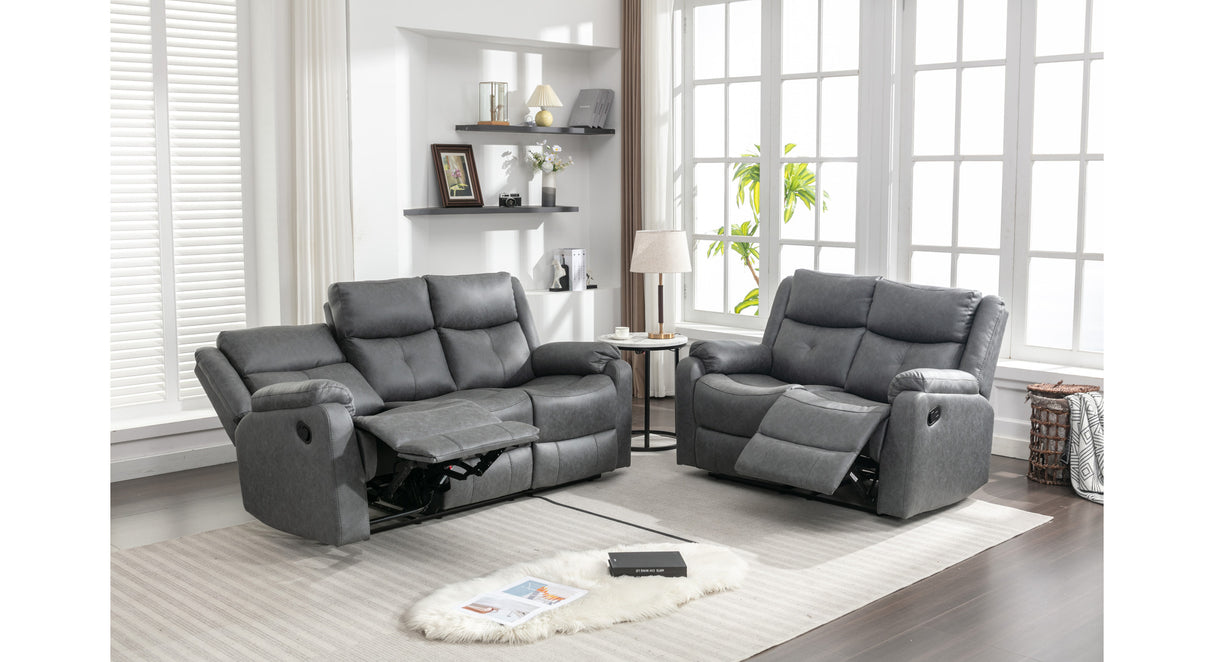 Belair 3+2 Seater Room Set With Manual Recliner - Grey