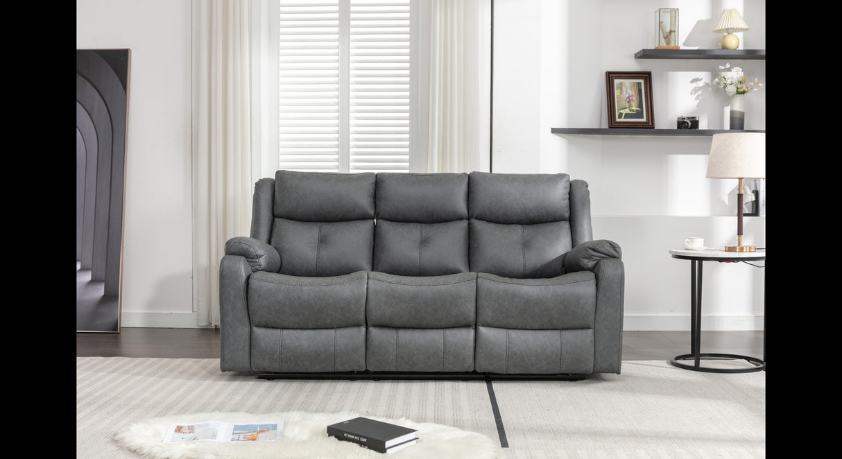 Belair 3 Seater With Manual Recliner Sofa - Grey