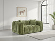 Olive Green Fabric Channel Tufted Design 2 Seater Sofa