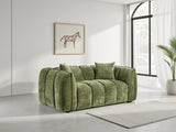 Olive Green Fabric Channel Tufted Design 2 Seater Sofa