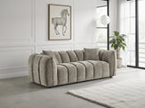 Mocha Fabric Channel Tufted Design 3 Seater Sofa