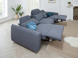 Grey Fabric 3 Seater Power Electric Recliner Sofa
