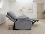 Grey Leather Quilted Back Electric Recliner Armchair