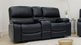 Black Leather 2 Seater Electric Recliner Sofa with Console